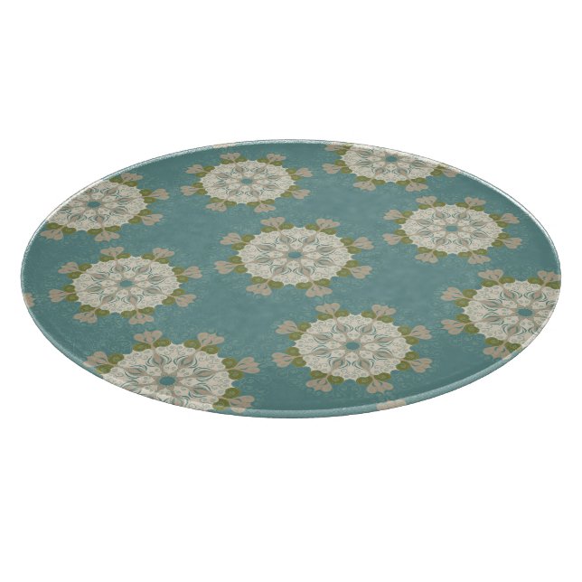 Damask pattern with abstract elements cutting board (Corner)