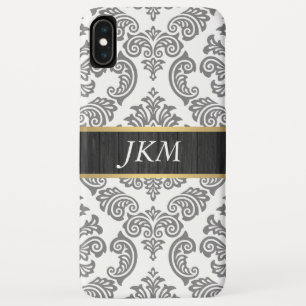 Damask Pattern with Wood and Gold Trim iPhone XS Max Case