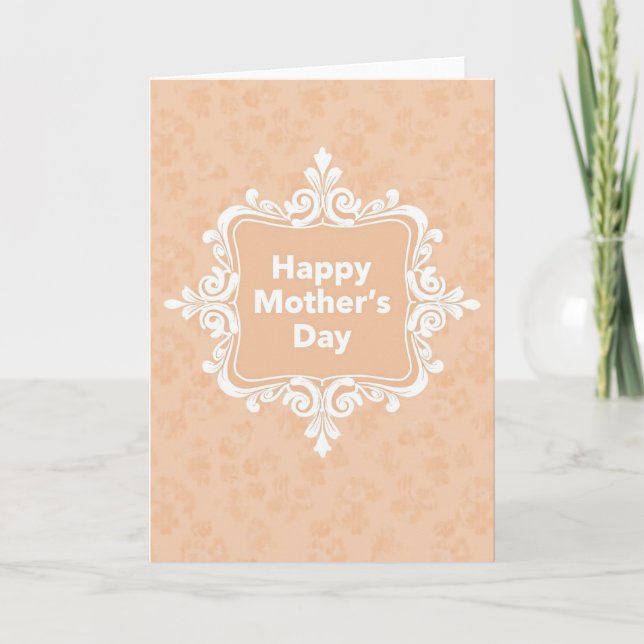 Damask Peach Celebration Card (Front)