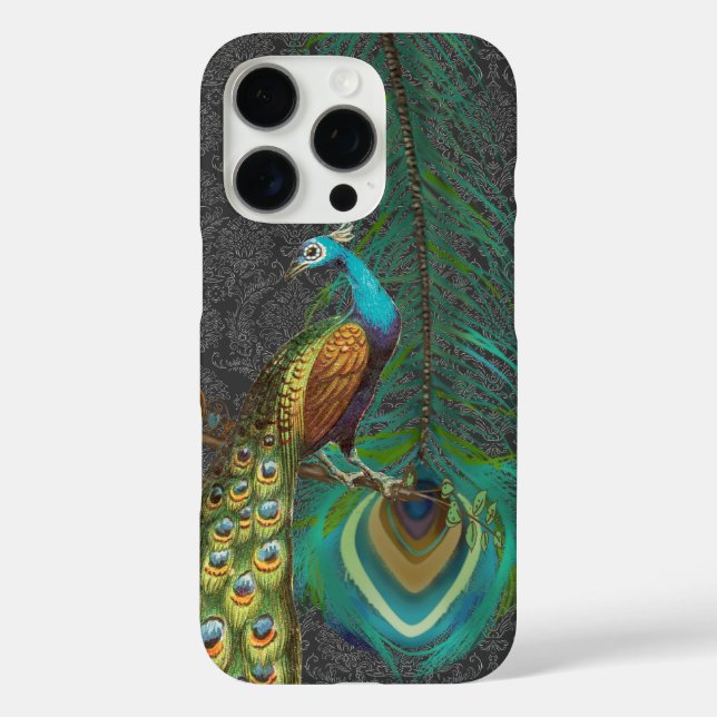 Damask Peacock & Feather You Choose Colour Case-Mate iPhone Case (Back)