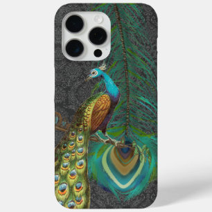 Damask Peacock & Feather You Choose Colour iPhone 15 Pro Max Case