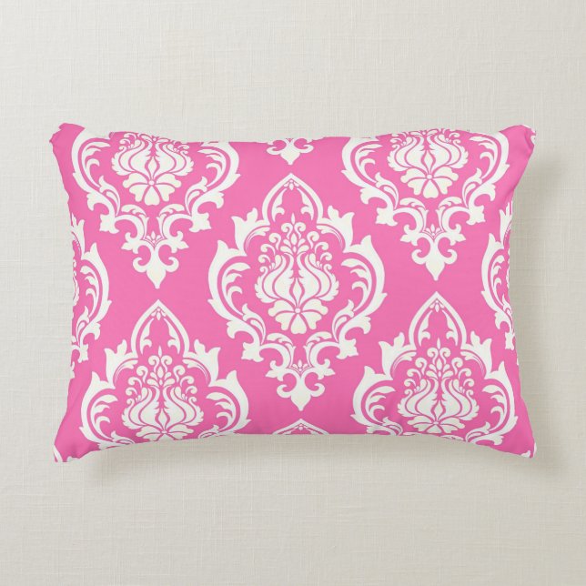Damask Persian Pink Throw Pillow (Front)