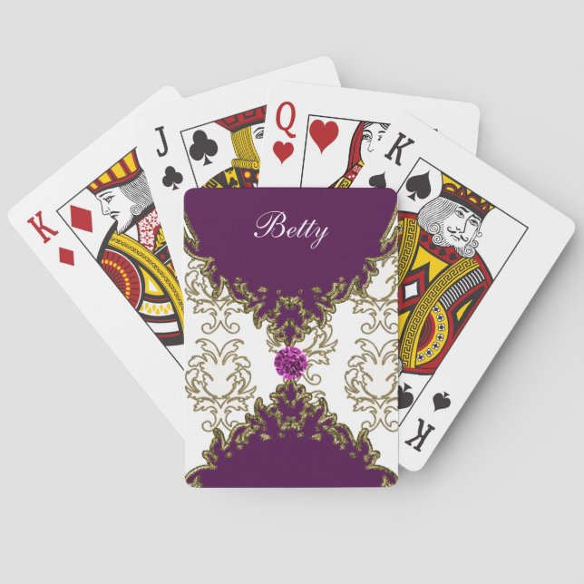 Damask Personalized Playing Cards (Back)