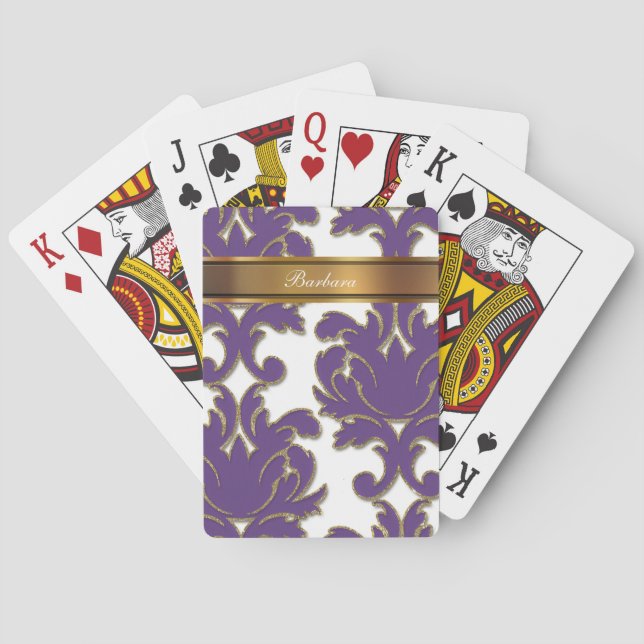 Damask Personalized Playing Cards (Back)