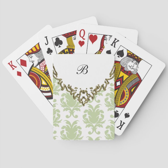 Damask Personalized Playing Cards (Back)
