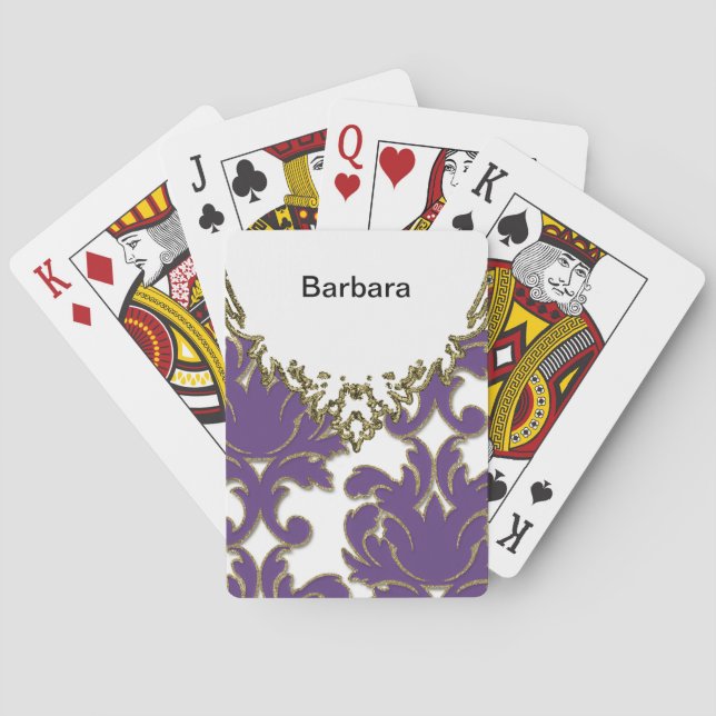 Damask Personalized Playing Cards (Back)