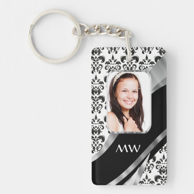 Damask photo background keychain (Front)
