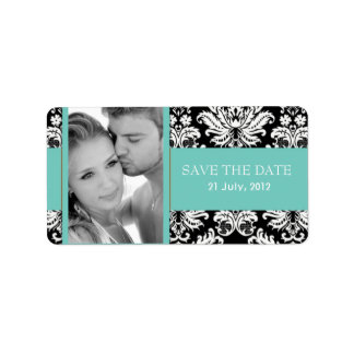 Damask Photo Enregistrer La Date Étiquette