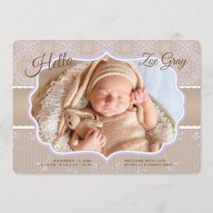 Damask Photo Faire-part de naissance
