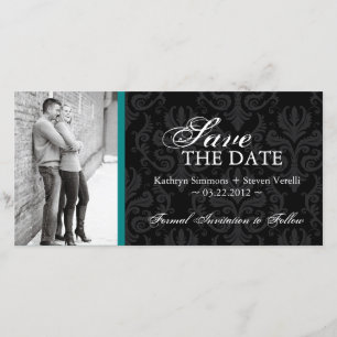 Damask Photo Save The Date Invitation