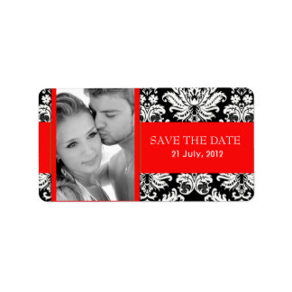 Damask Photo Save The Date Labels