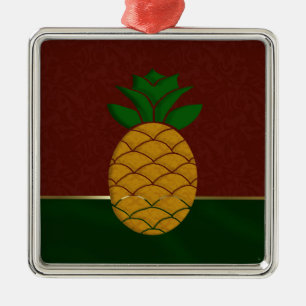 Damask Pineapple Holiday Ornament