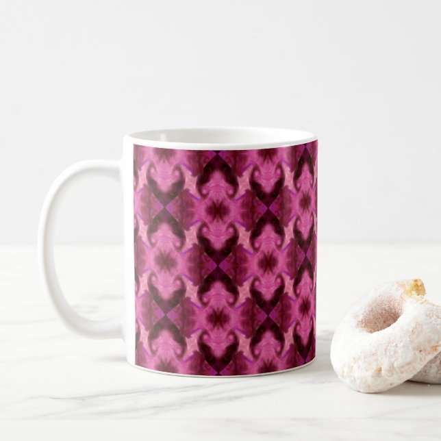 Damask Pink Hearts Coffee Mug (With Donut)