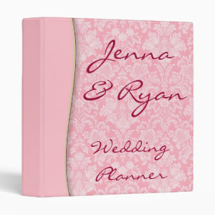 Damask Pink Wedding Planner or Recipe Bridal Binder