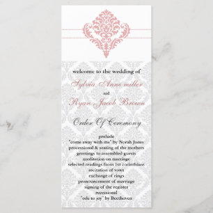 damask pink Wedding program
