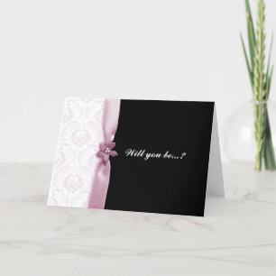 Damask Pink Will you be my bridesmaid card