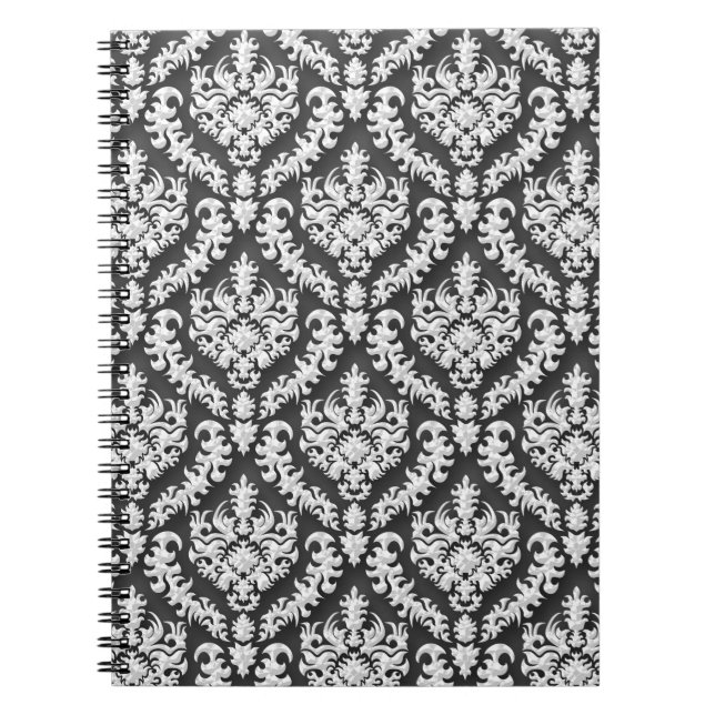 Damask Print in Grey - Gorgeous! Notebook (Front)
