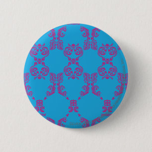 Damask Purple-Aqua 2 Inch Round Button
