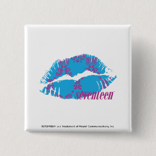 Damask Purple-Aqua 2 Inch Square Button