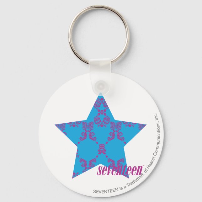 Damask Purple-Aqua 2 Keychain (Front)