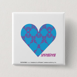 Damask Purple-Aqua 3 2 Inch Square Button