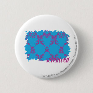 Damask Purple-Aqua 4 2 Inch Round Button