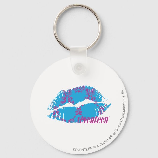 Damask Purple-Aqua Keychain (Front)