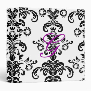 Damask purple initial Binder