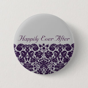 Damask Purple Wedding 2 Inch Round Button
