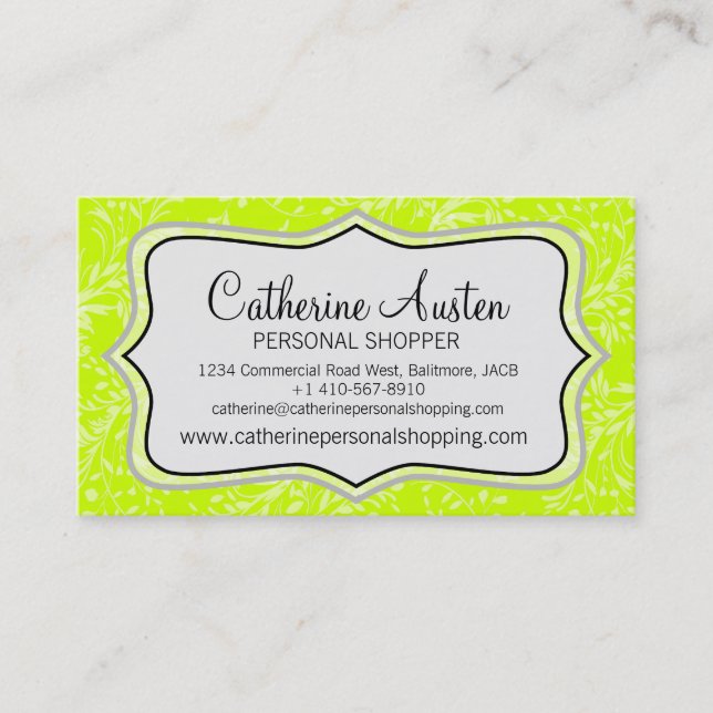 Damask quotidien brillant citron vert carte de vis (Devant)