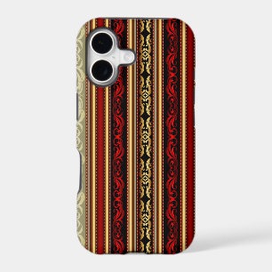 Damask Red Gold Black Stripes