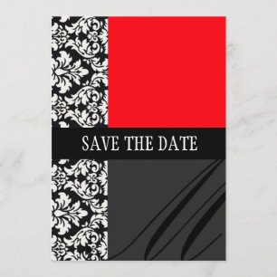 Damask Red Save The Date Card