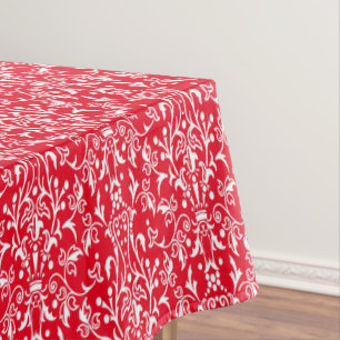 Damask Red & White Tablecloth