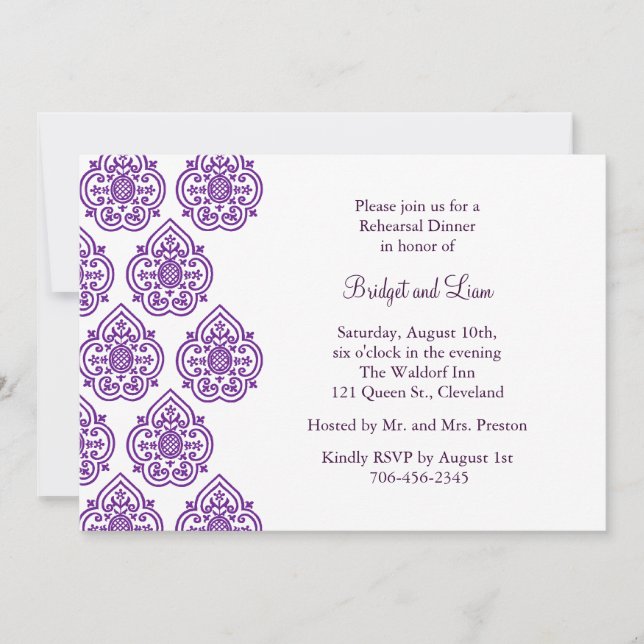 Damask Rehearsal Dinner Invitation (Front)