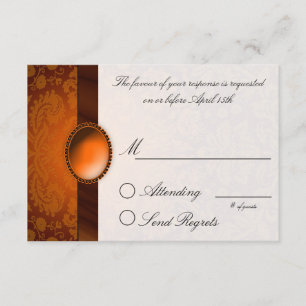 Damask Ribbon Copper  Reply Card