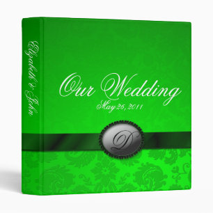 Damask Ribbon Green Wedding Album Binder