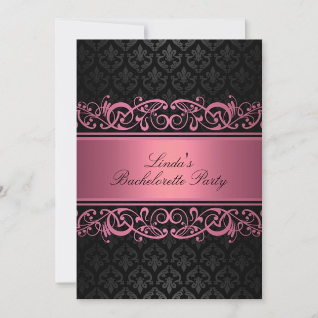 Damask rose Swirl | Bachelorette Party Invitation (Devant)