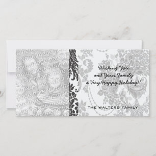 damask roses white and black.ai holiday card