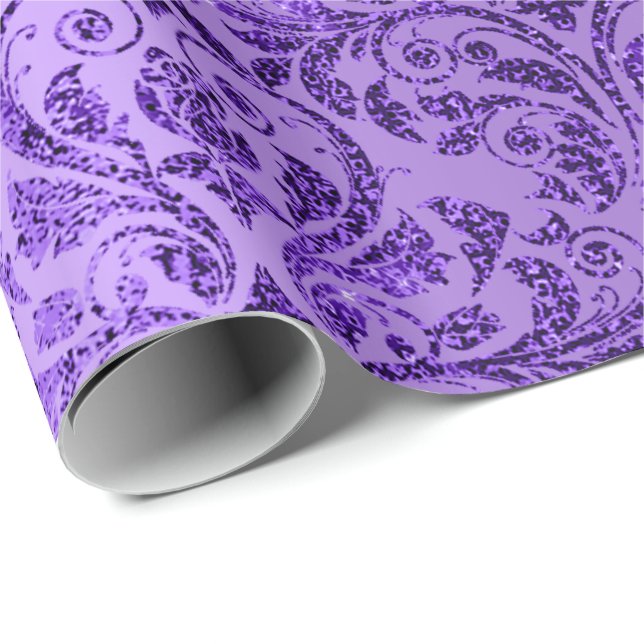 Damask Royal Purple Amethyst Violet Plum Wrapping Paper (Roll Corner)