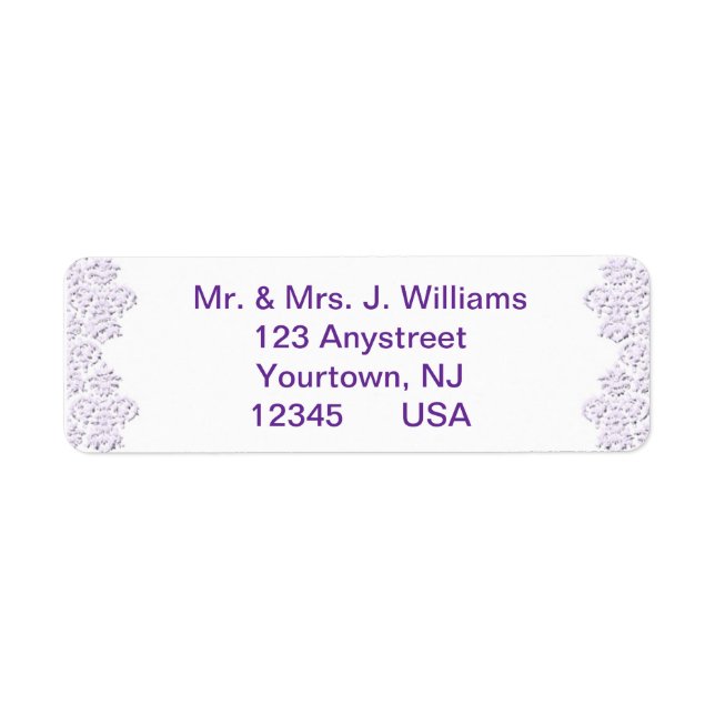 Damask Royal Purple Mariage Adresse de retour (Devant)