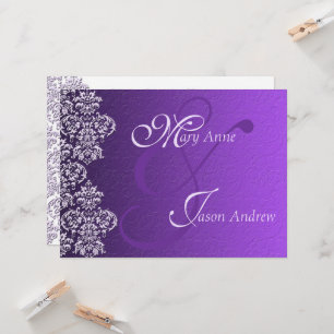 Damask Royal Purple Wedding Invitation Card