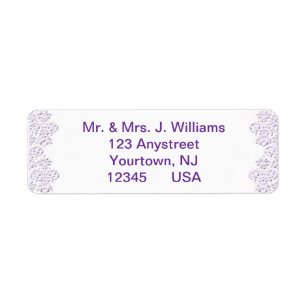 Damask Royal Purple Wedding Return Address Label