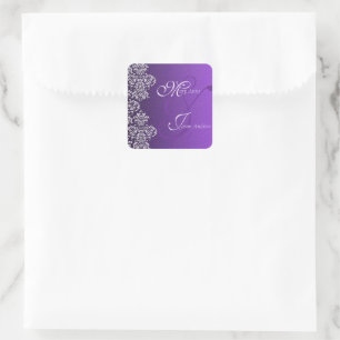 Damask Royal Purple Wedding Sticker