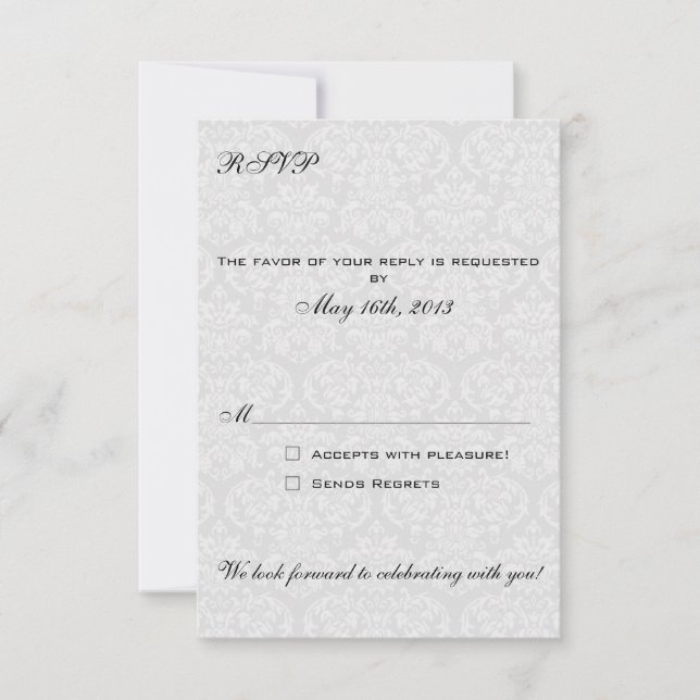 Damask RSVP Cards coordinate with Las Vegas Invite (Front)