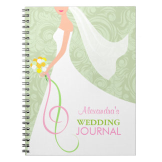 Damask Sage Green Mariage Journal Planificateur