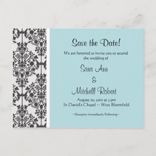 Damask Save the Date Announcement Postcard