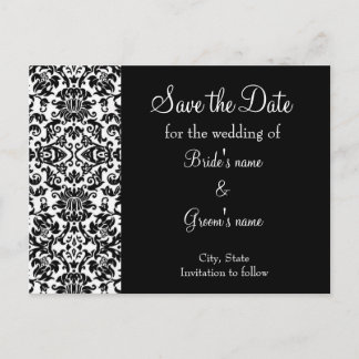 Damask Save the Date Announcement Postcard