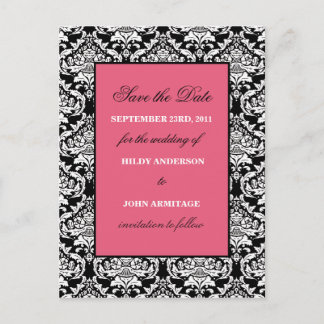 Damask Save the Date Announcement Postcard