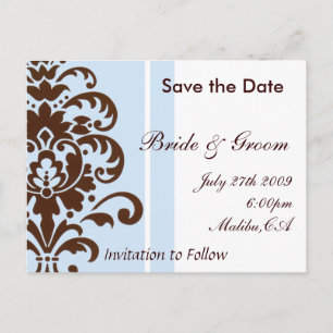 Damask Save the Date - Customized Announcement Postcard