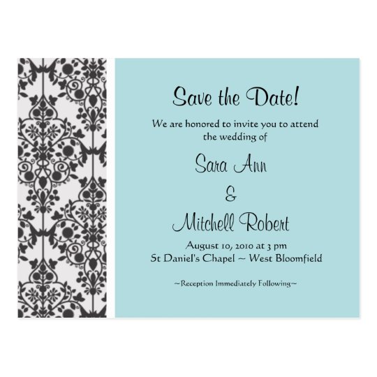 Damask Save the Date Postcard
